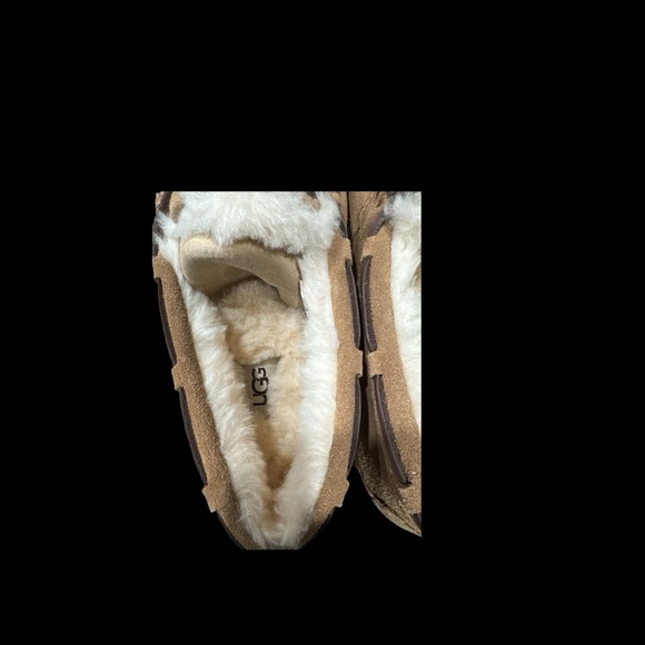UGG Tan Moccasin Slippers with Cream Lining - Picture 4 of 6